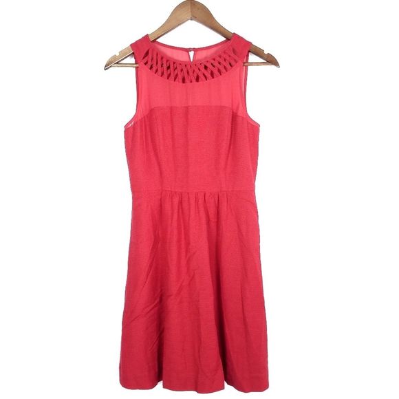 Anthropologie Maeve Red Lattice Dress - Picture 3 of 8